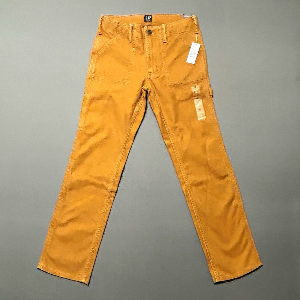 GAP Boys Brown Denim Carpenter Pants Straight Fit Adjustable Waist "Washwell"